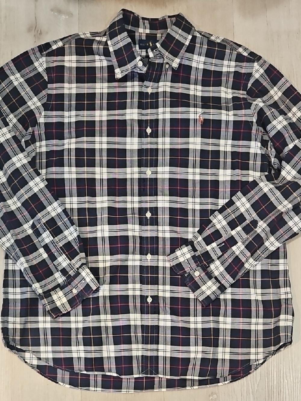 Ralph Lauren Navy, White & Red Plaid Button-Down Shirt